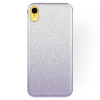 Луксозен силиконов гръб ТПУ с брокат за Apple iPhone XR преливащ сребристо към лилаво 